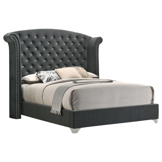 Melody Upholstered California King Wingback Bed Grey