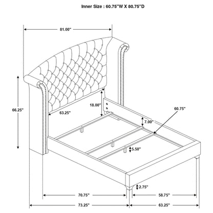 Melody Upholstered Queen Wingback Bed Grey