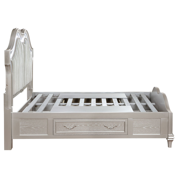 Evangeline California King LED Storage Panel Bed Silver Oak