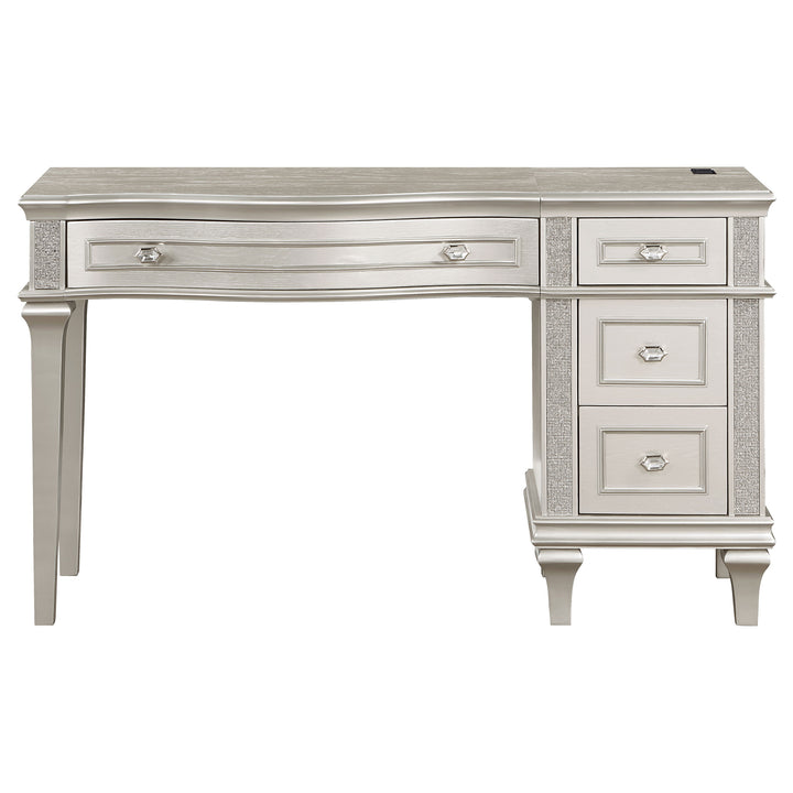 Evangeline 4-drawer Vanity Desk Makeup Table Silver Oak