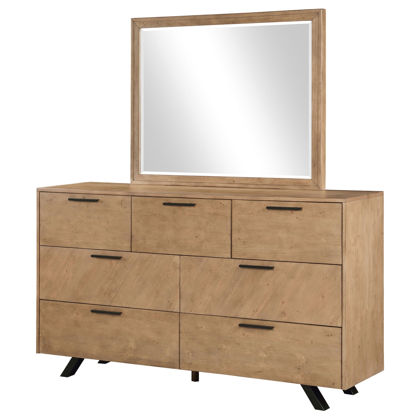 Taylor 7-drawer Dresser with Mirror Light Honey Brown