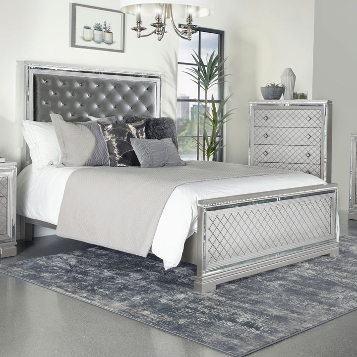 Eleanor Wood Eastern King Panel Bed Metallic Mercury