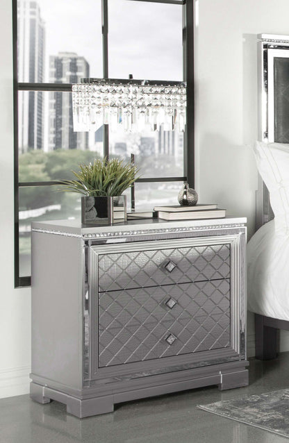 Eleanor 2-drawer Nightstand Metallic Mercury