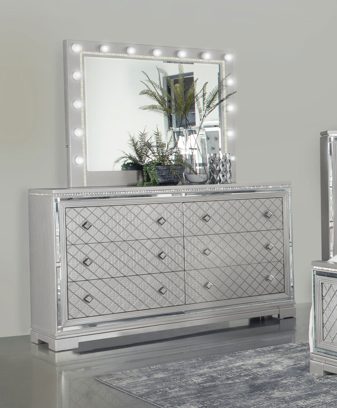 Eleanor 6-drawer Dresser with Mirror Metallic Mercury