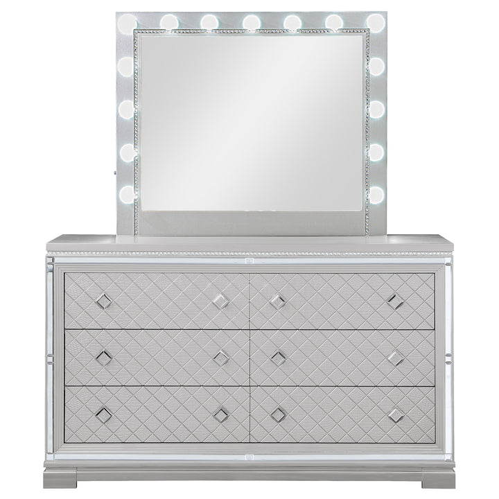 Eleanor 6-drawer Dresser with Mirror Metallic Mercury