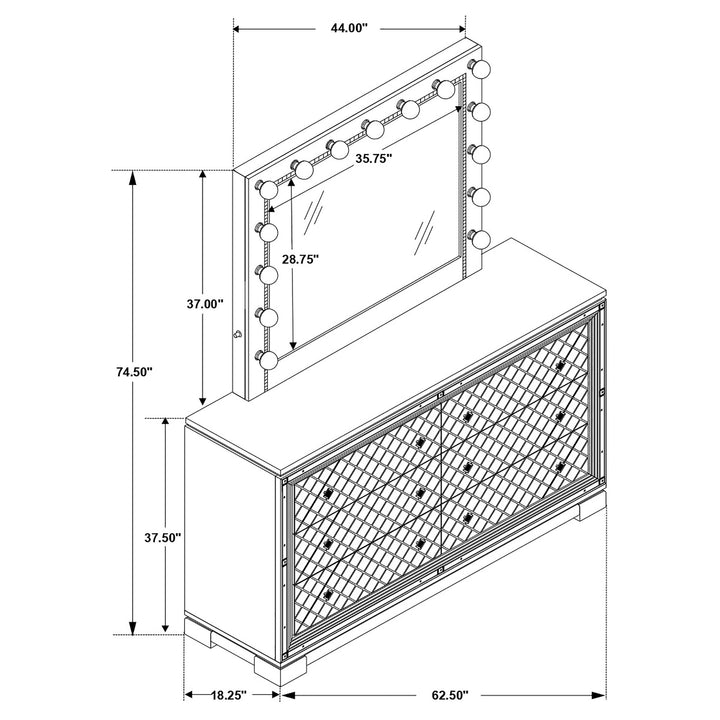 Eleanor 6-drawer Dresser with Mirror Metallic Mercury