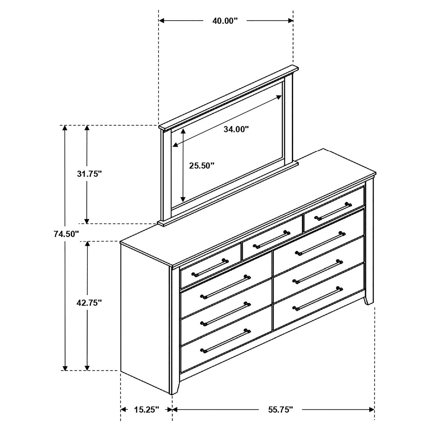 Ridgedale 9-drawer Dresser with Mirror Weathered Brown