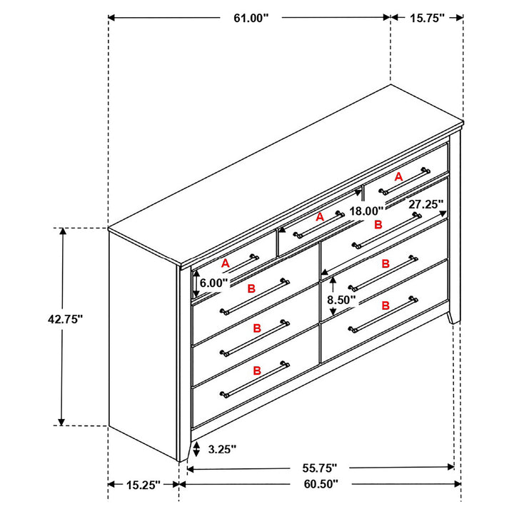 Ridgedale 9-drawer Dresser Weathered Brown