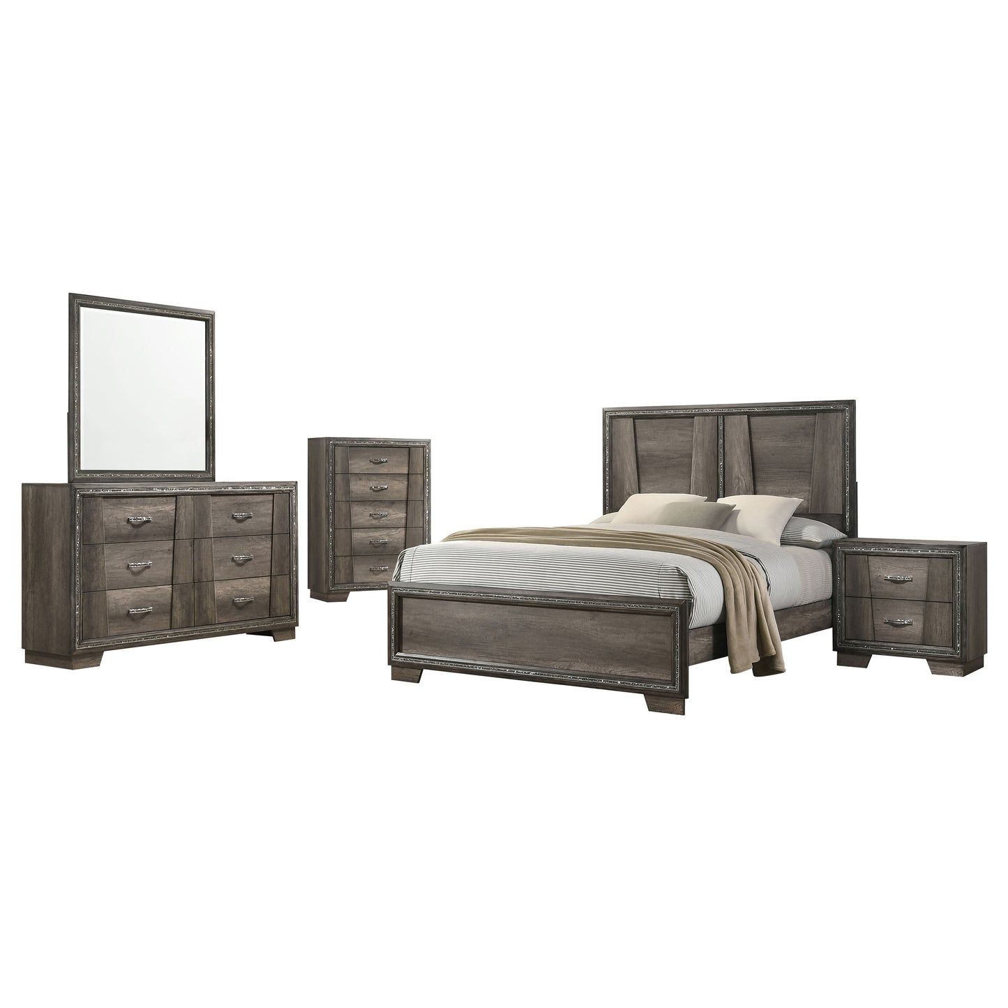 Janine 5-piece Eastern King Bedroom Set Grey