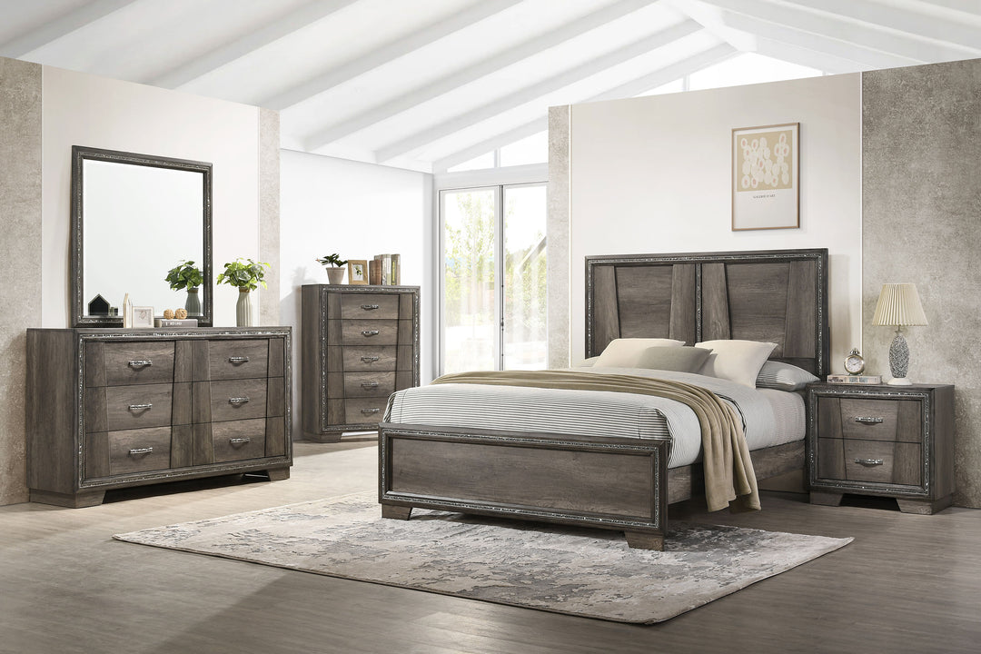 Janine Wood Eastern King Panel Bed Grey