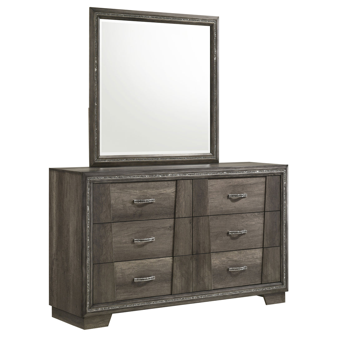 Janine 6-drawer Dresser with Mirror Grey