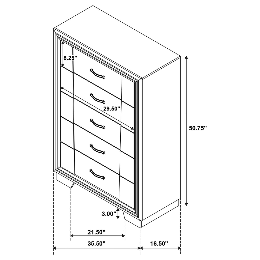 Janine 5-drawer Bedroom Chest Grey