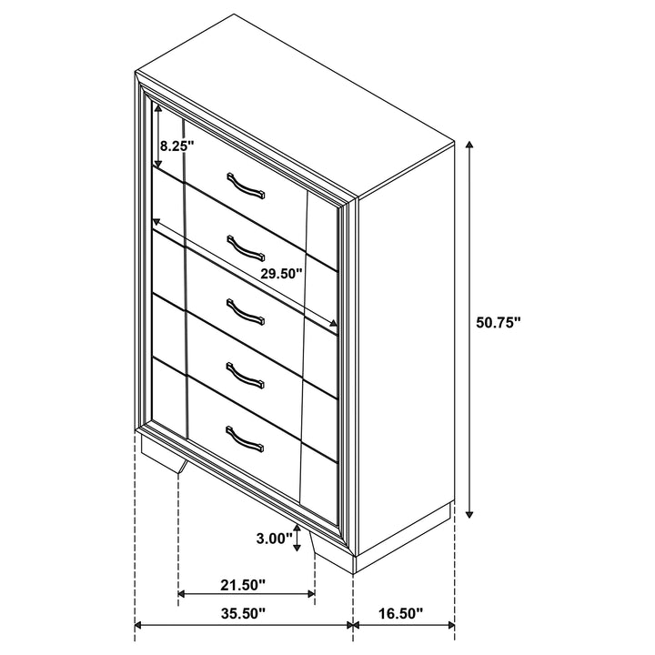 Janine 5-drawer Bedroom Chest Grey