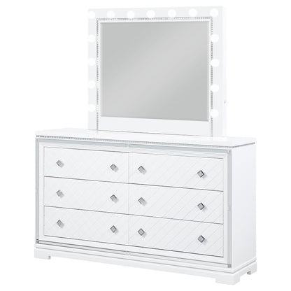 Eleanor 6-drawer Dresser with Mirror White