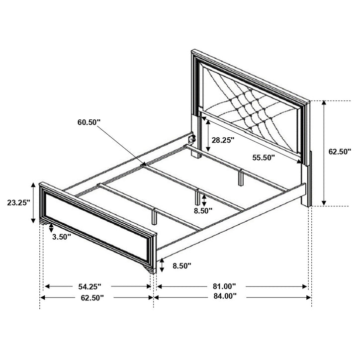 Penelope Wood Queen LED Panel Bed Midnight Star