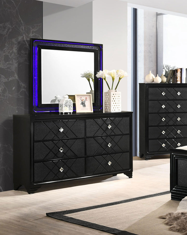 Penelope 6-drawer Dresser with Mirror Midnight Star