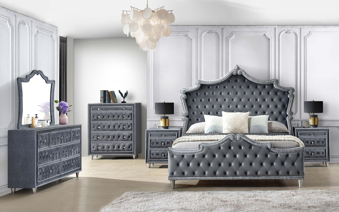 Antonella Upholstered Eastern King Panel Bed Grey