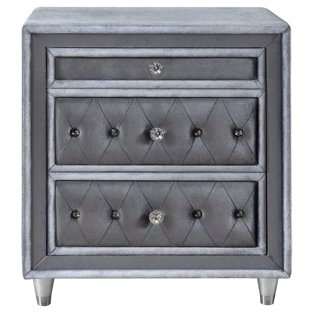 Antonella Upholstered 3-drawer Nightstand Grey