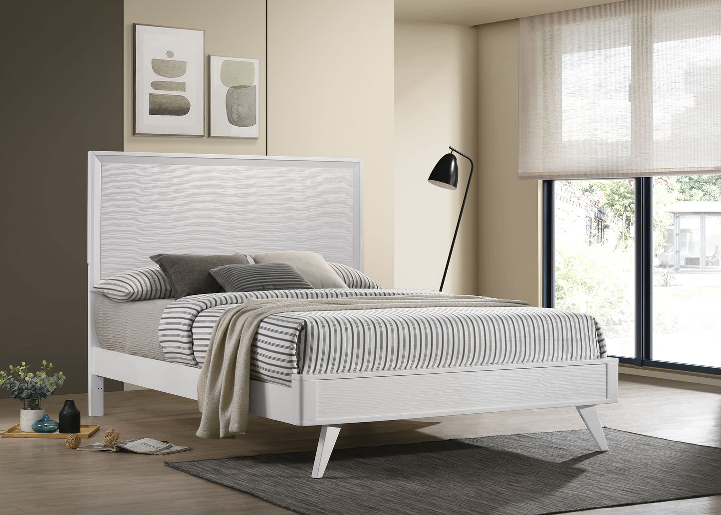 Janelle Wood California King Panel Bed White