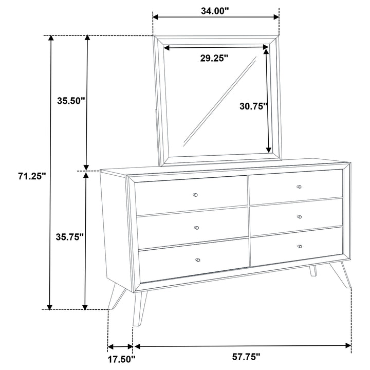 Janelle 6-drawer Dresser with Mirror White