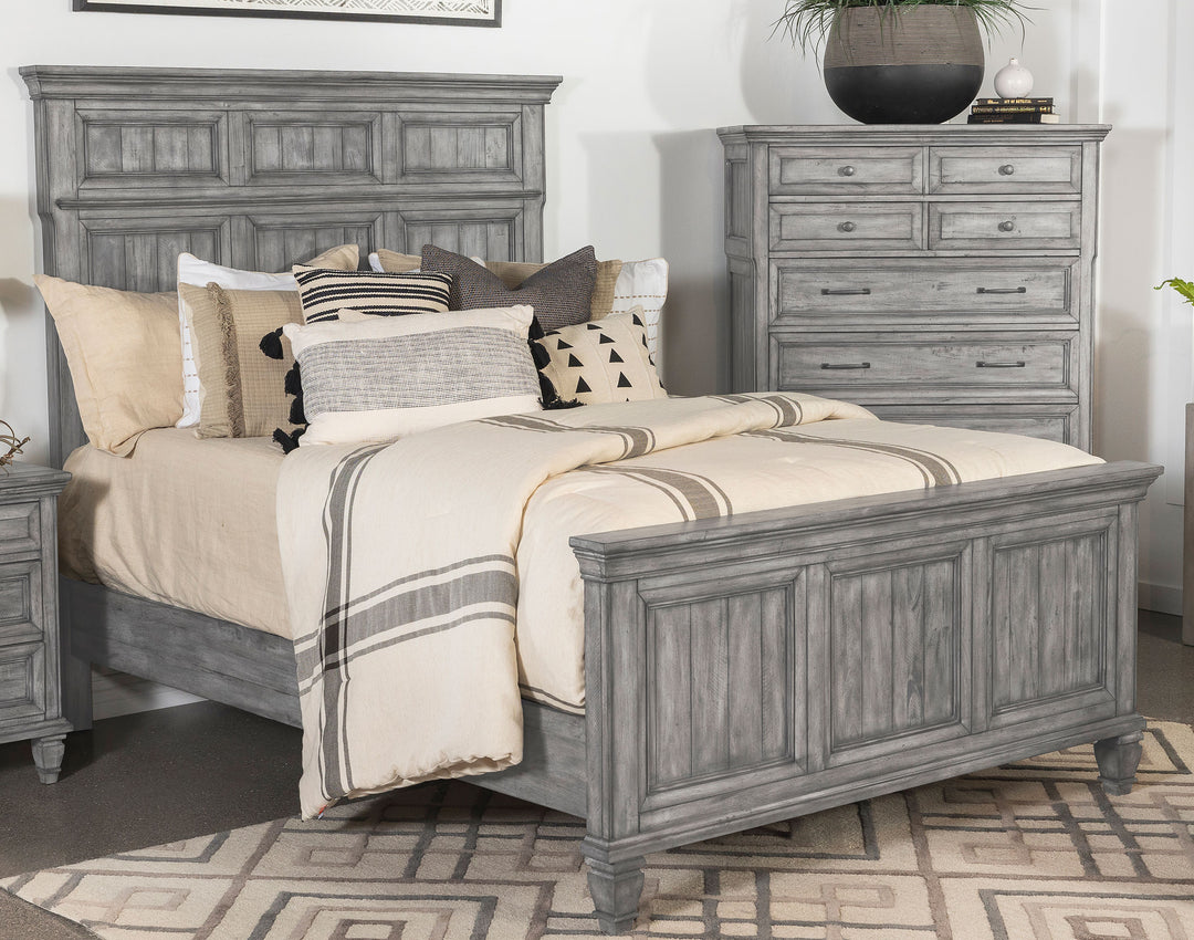 Avenue Wood California King Panel Bed Weathered Grey