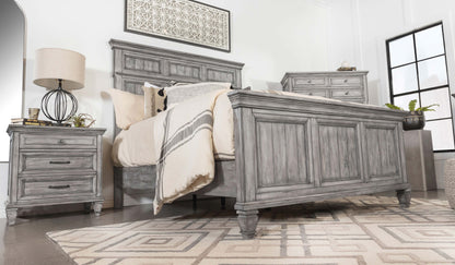 Avenue Wood California King Panel Bed Weathered Grey