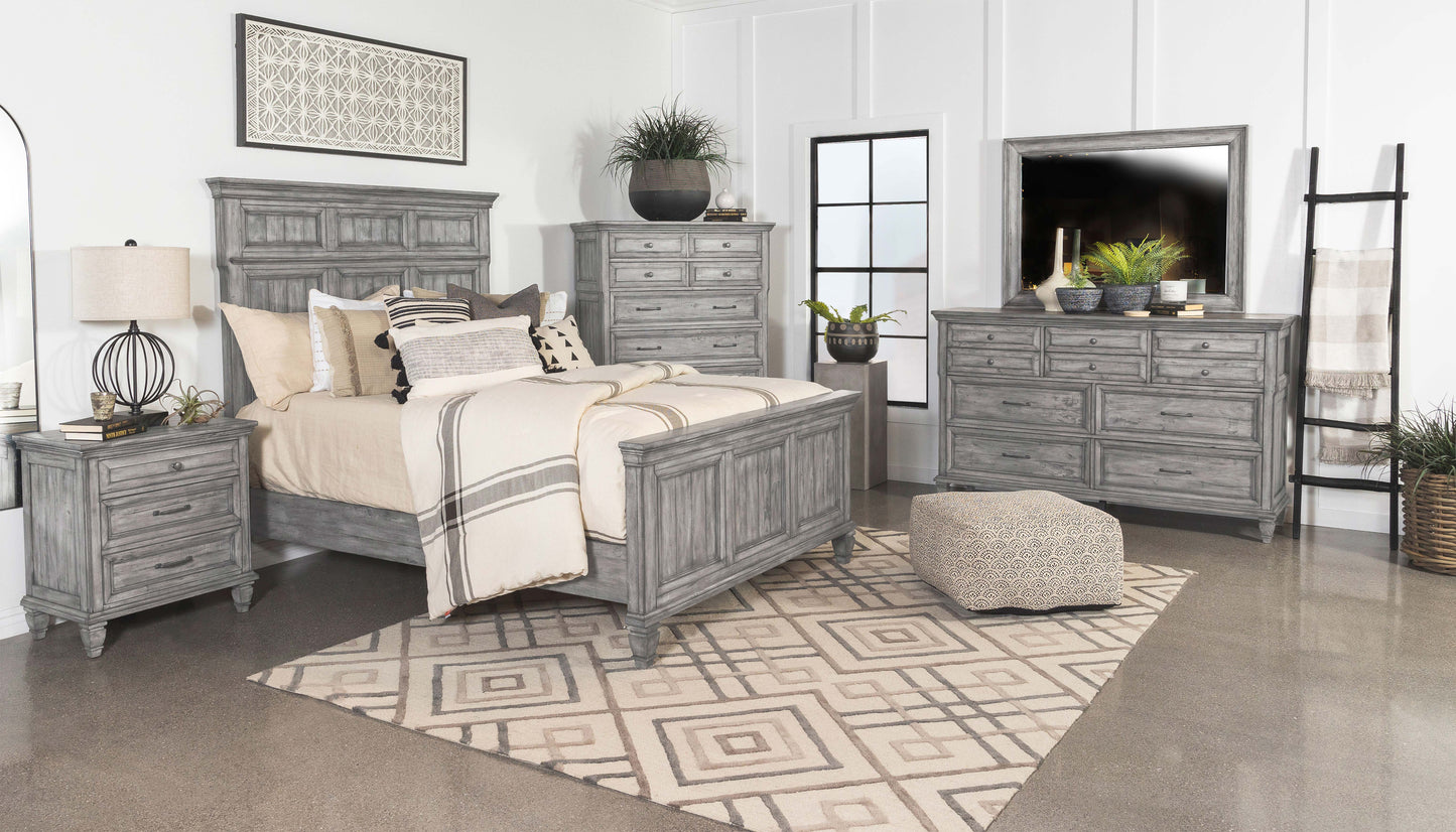 Avenue Wood California King Panel Bed Weathered Grey