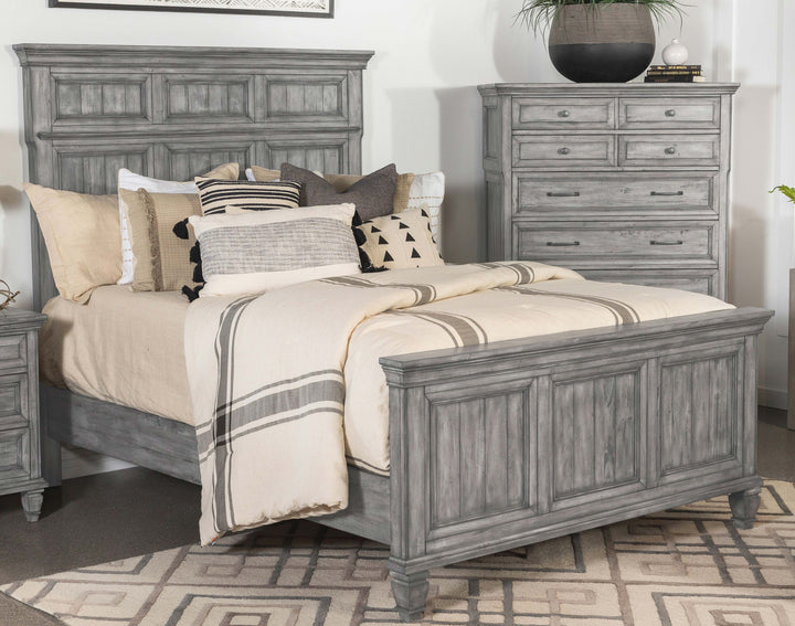 Avenue Wood Queen Panel Bed Weathered Grey