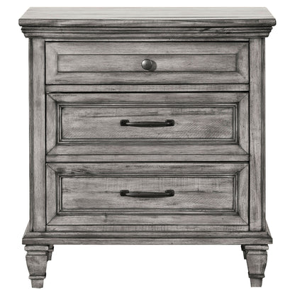 Avenue 3-drawer Nightstand Weathered Grey