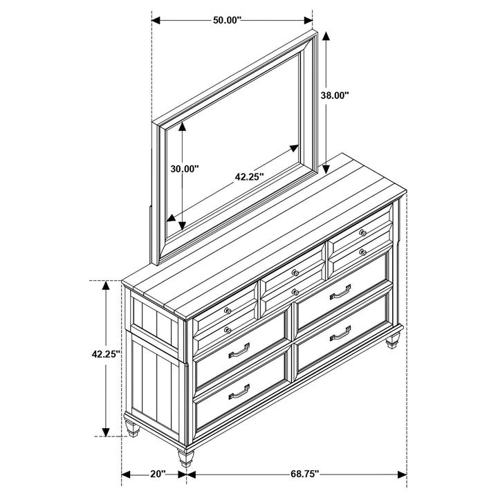 Avenue 8-drawer Dresser with Mirror Weathered Grey