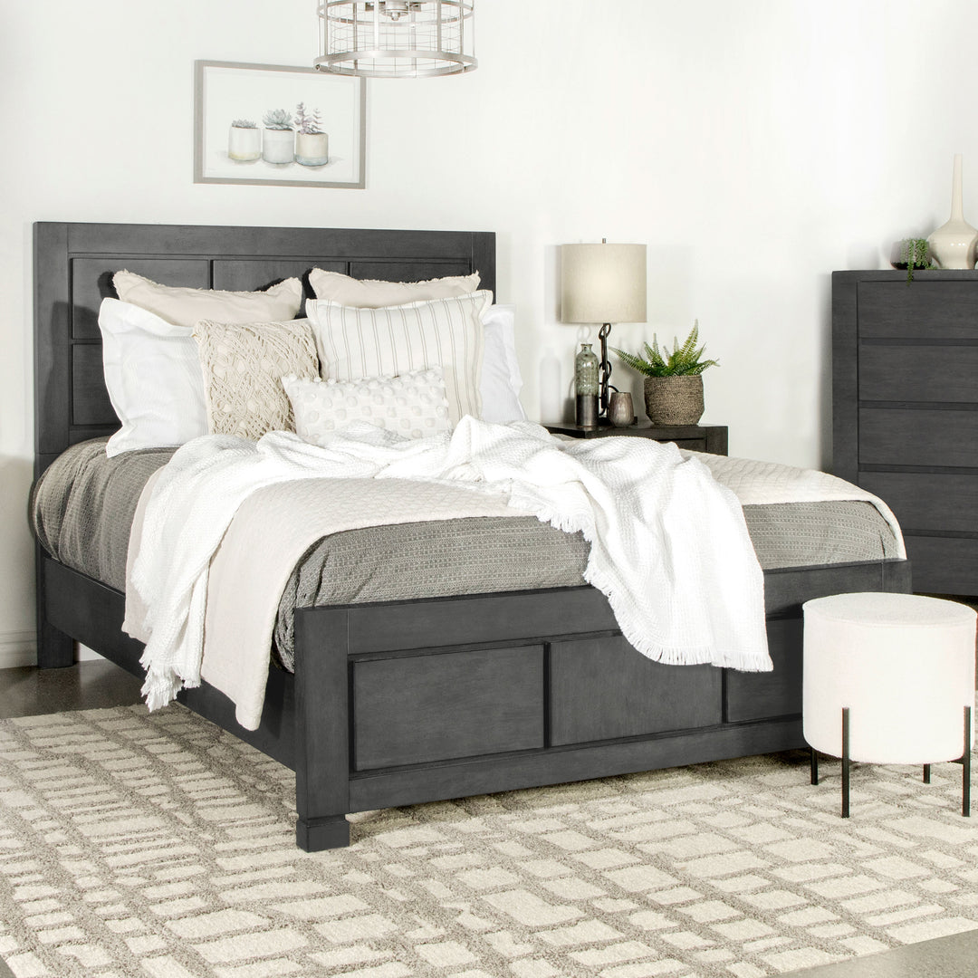 Lorenzo Wood California King Panel Bed Dark Grey