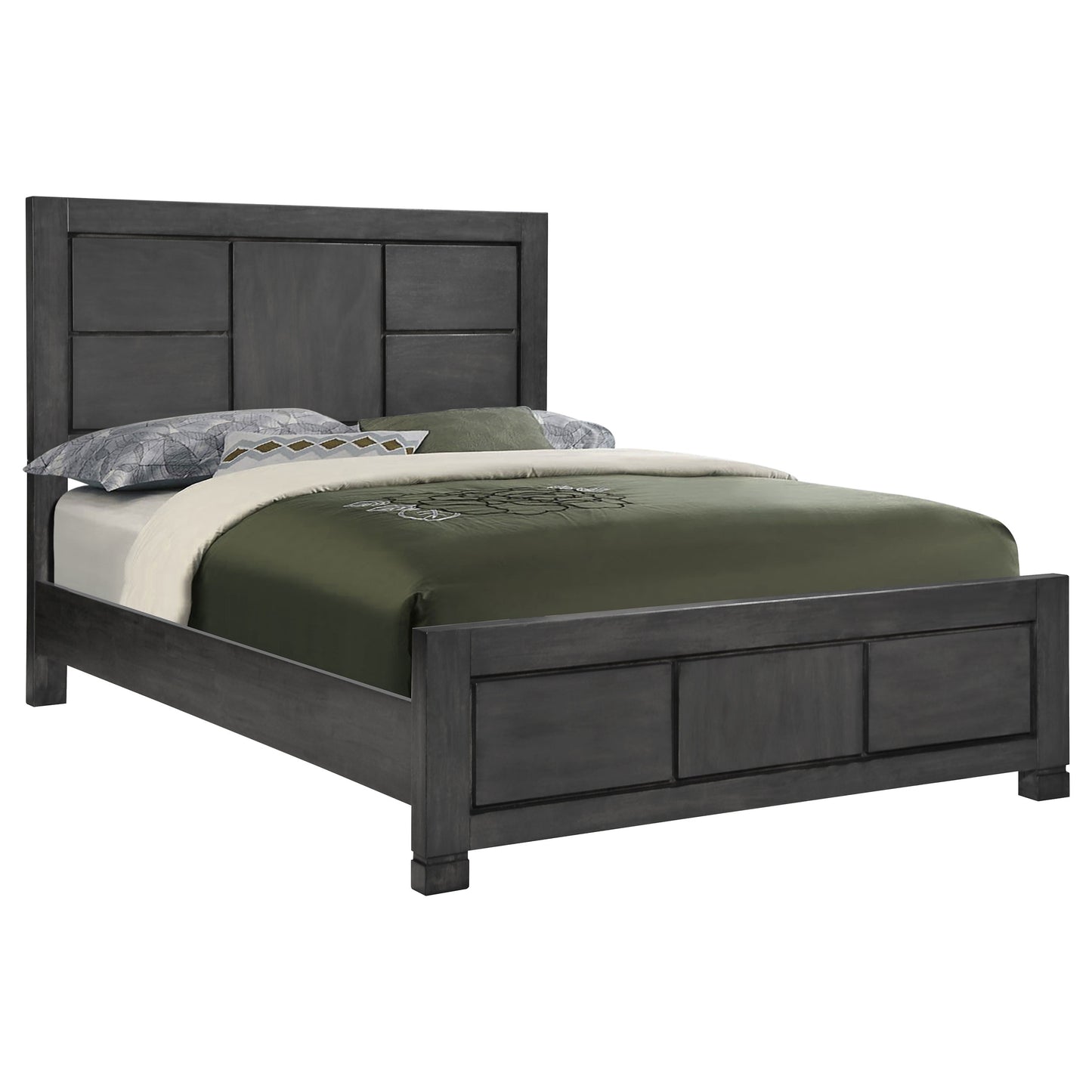 Lorenzo Wood California King Panel Bed Dark Grey