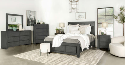 Lorenzo Wood California King Panel Bed Dark Grey