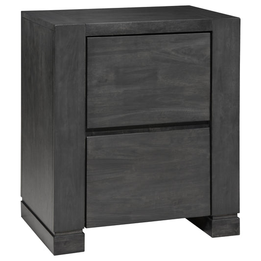 Lorenzo 2-drawer Nightstand Dark Grey