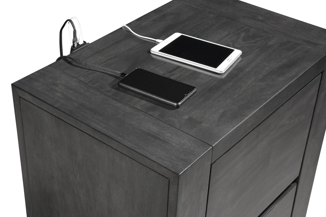 Lorenzo 2-drawer Nightstand Dark Grey