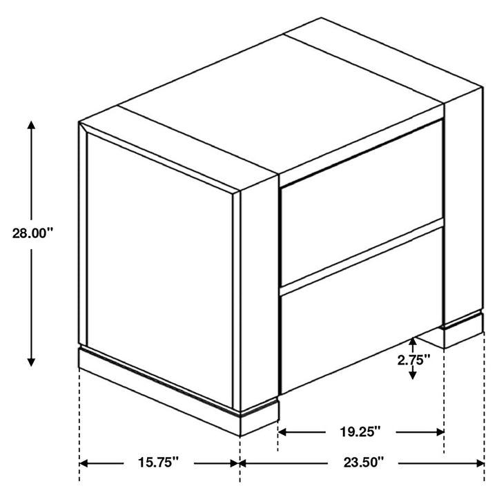 Lorenzo 2-drawer Nightstand Dark Grey