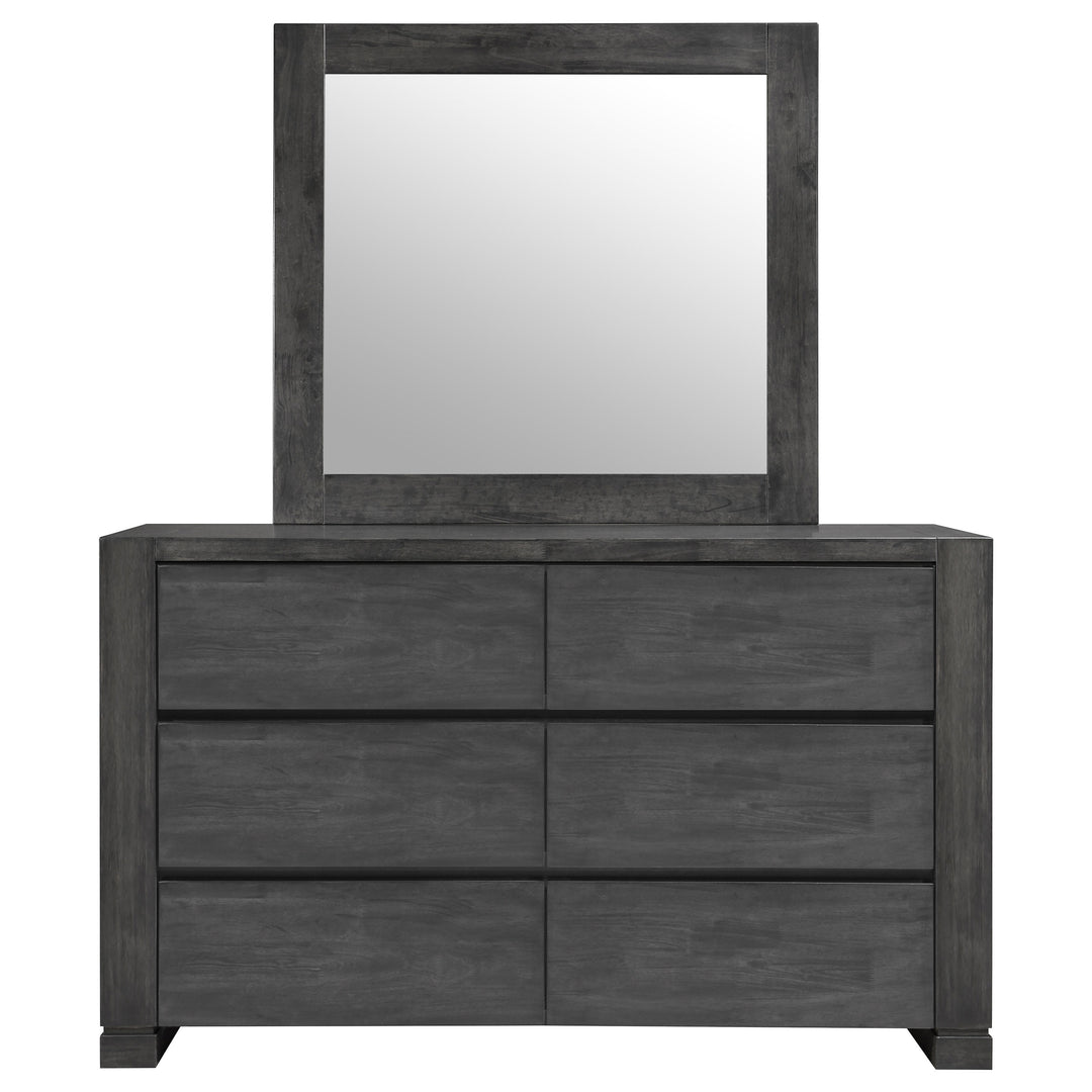 Lorenzo 6-drawer Dresser with Mirror Dark Grey