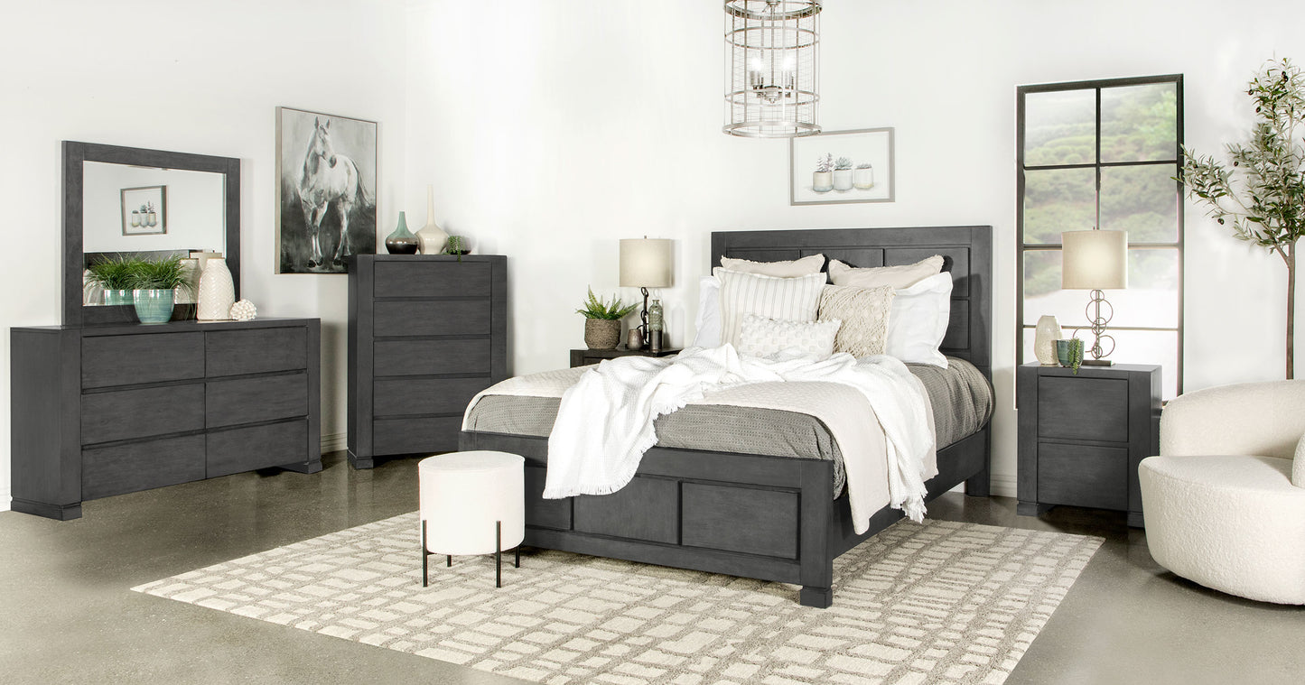 Lorenzo 6-drawer Dresser with Mirror Dark Grey