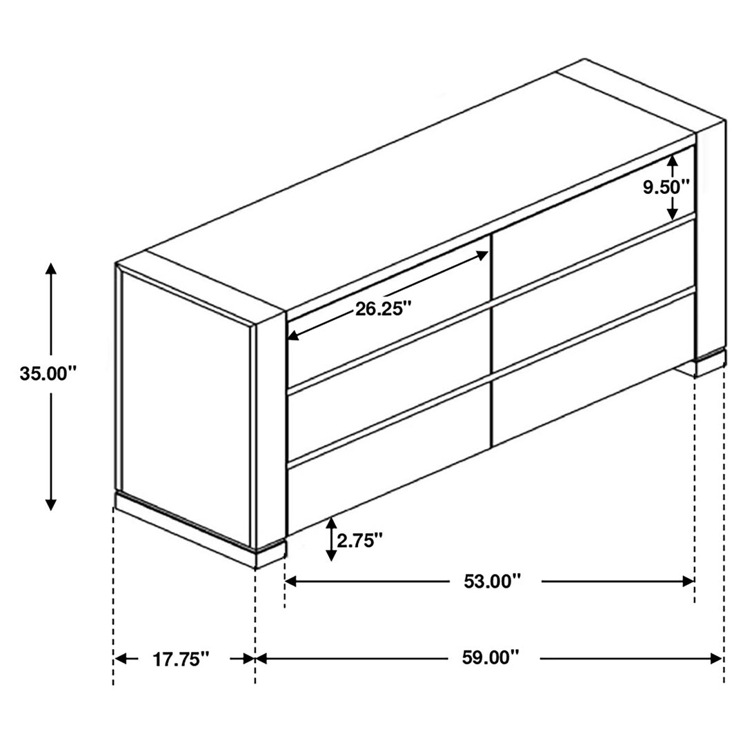 Lorenzo 6-drawer Dresser Dark Grey