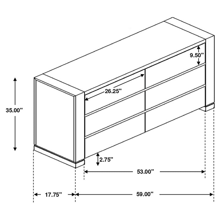 Lorenzo 6-drawer Dresser Dark Grey