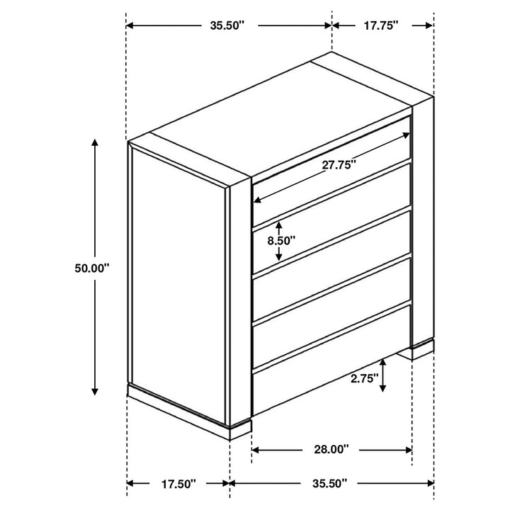 Lorenzo 5-drawer Bedroom Chest Dark Grey