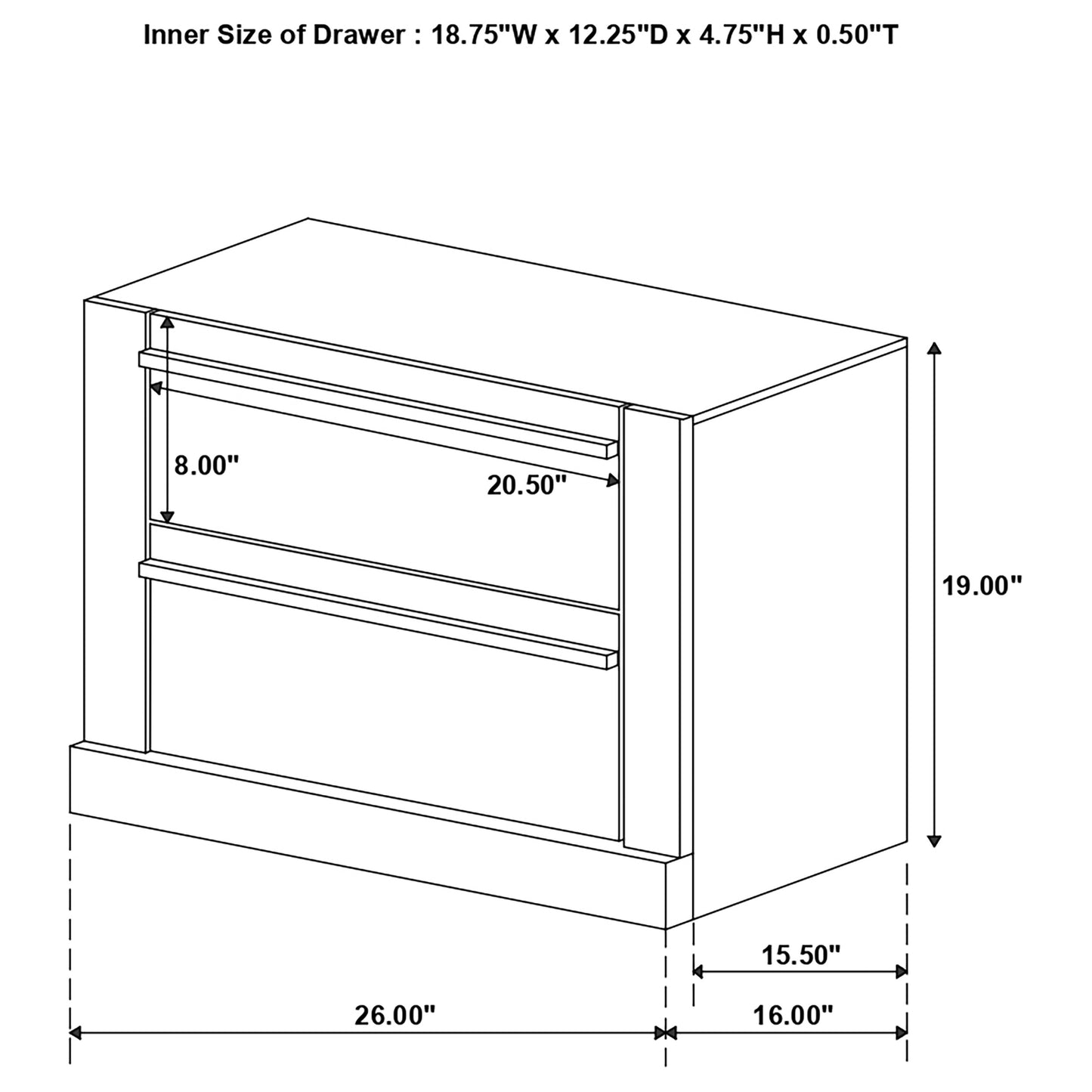 Azalia 2-drawer Nightstand Walnut