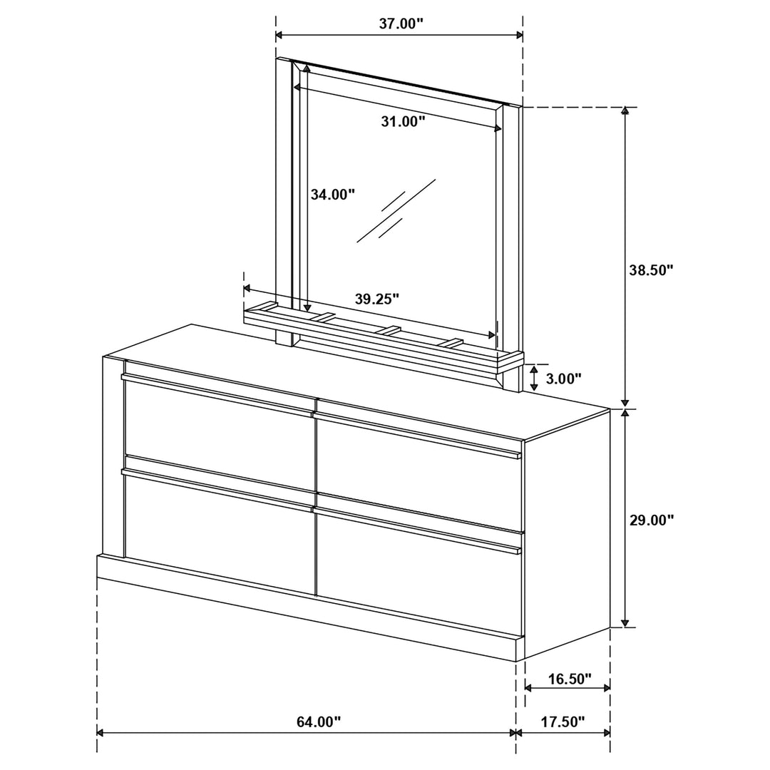 Azalia 4-drawer Dresser with Mirror Walnut