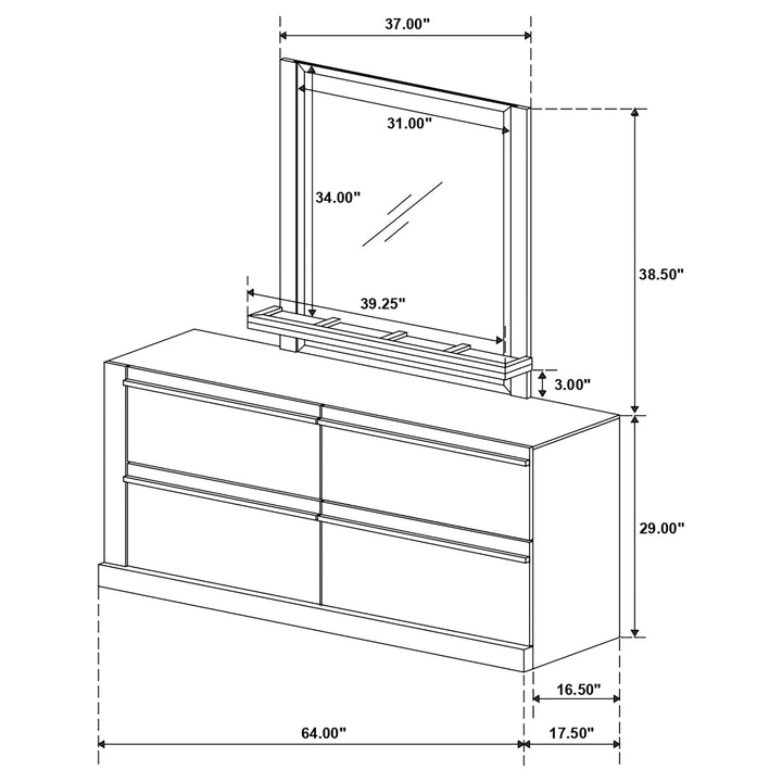 Azalia 4-drawer Dresser with Mirror Walnut