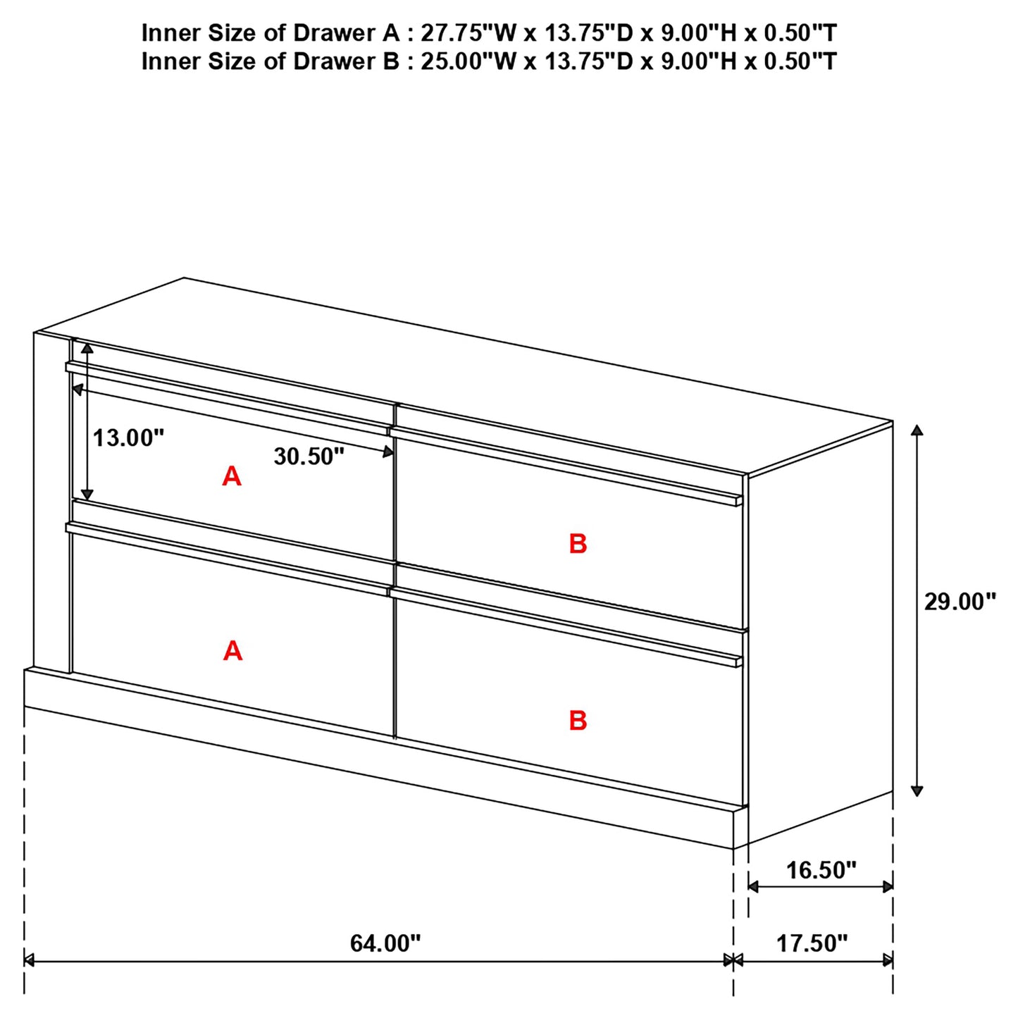 Azalia 4-drawer Dresser Walnut