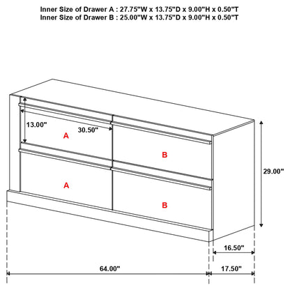 Azalia 4-drawer Dresser Walnut