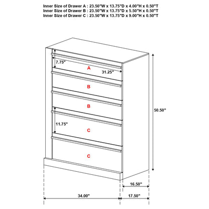 Azalia 5-drawer Bedroom Chest Walnut