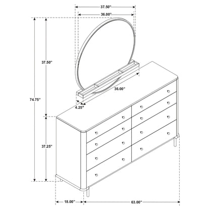 Arini 8-drawer Dresser with Mirror Sand Wash