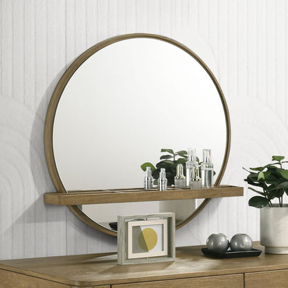 Arini Round Vanity Wall Mirror with Shelf Sand Wash