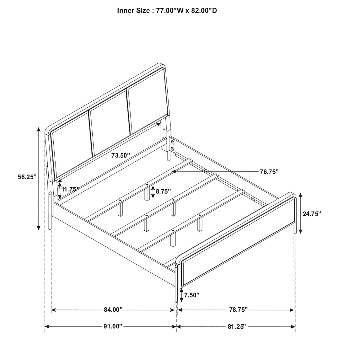 Arini Upholstered Eastern King Panel Bed Black and Grey